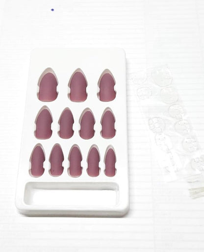 Mat Pembe Tak Çık Tırnak Seti Yapışkanlı Takma Tırnaklar 12 li